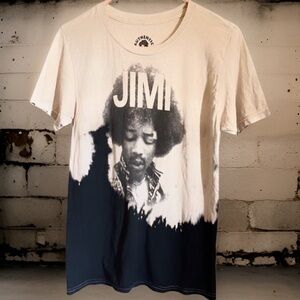 Authentic Hendrix Tie Dye Black Cream Color Band Tee Size Small